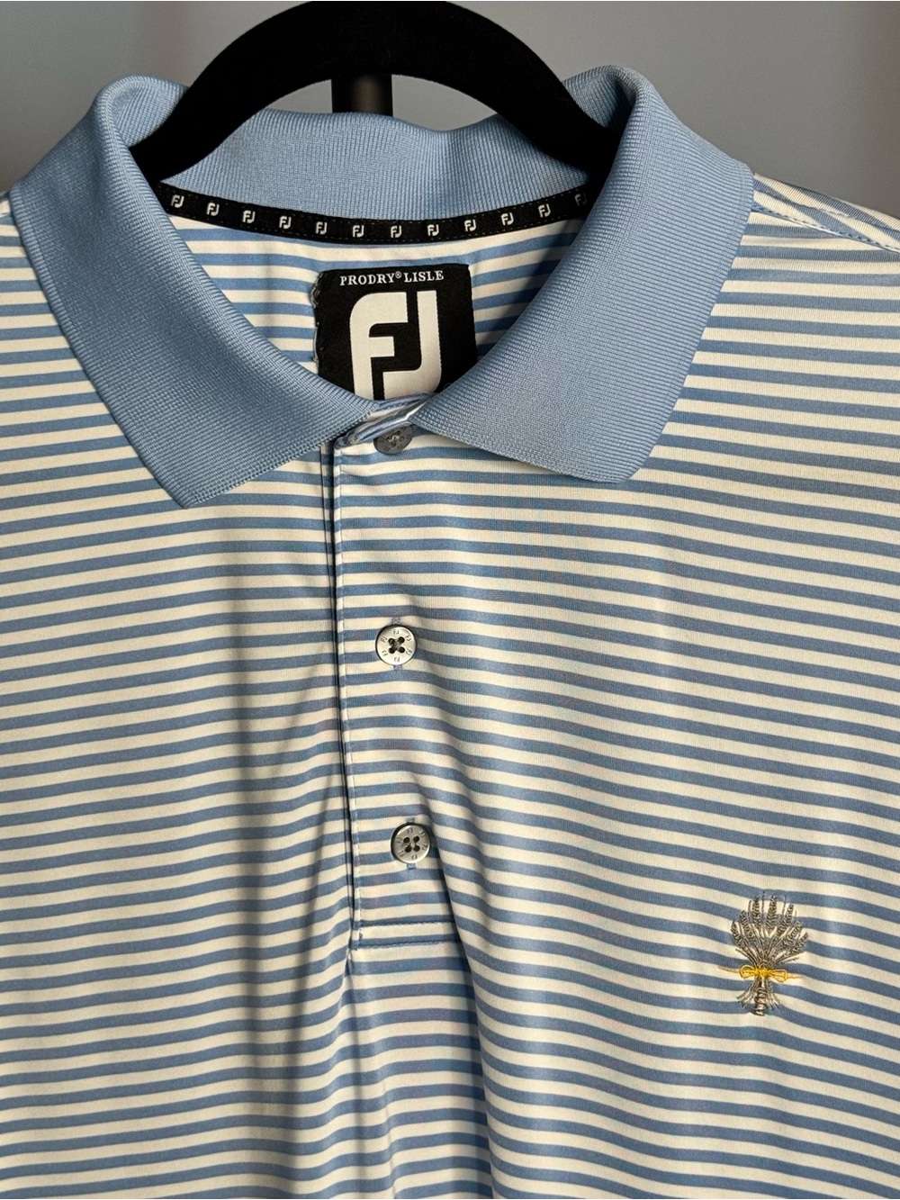FootJoy ProDry Lisle Exclusive Performance Light Blue Striped Polo Shirt